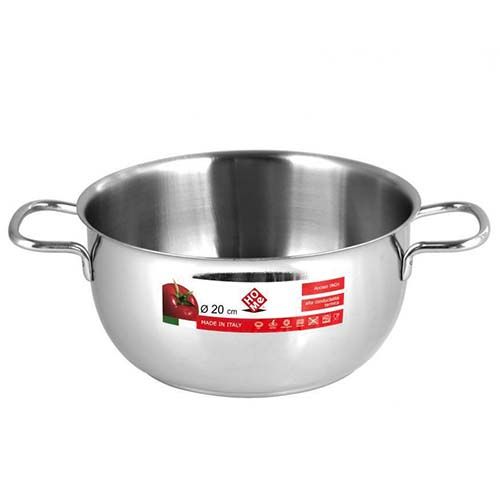 Home in Rombo Casseruola Inox Due Manici Cm12  Pentole Acciaio Inossidabile