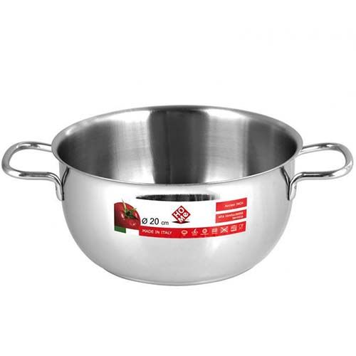 Home in rombo casseruola inox due manici pentole  acciaio inossidabile 20 cm