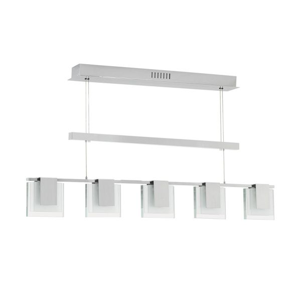 Eglo Plafoniere 5 luci (Alluminio, Cromo, Trasparente, Bianco, IP20, Superficie Rettangolo)