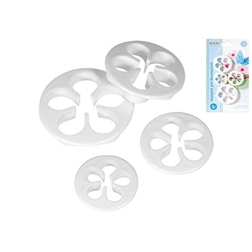 Habi Confezione 4 Dischi Decoratori Polipropilene Fiore Bianco
