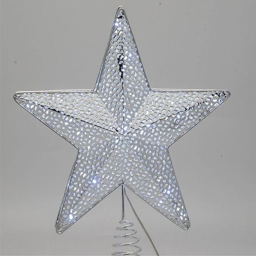 Puntale Stella D. 25m 23 Microled bianco argento a Batteria luci di Natale