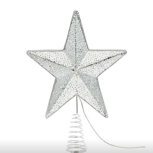 Puntale Stella D. 25m 23 Microled bianco argento a Batteria luci di Natale