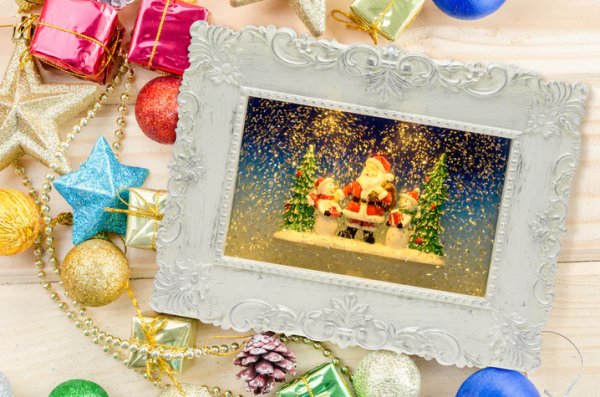 Quadro con babbo natale luminoso a led bianco caldo