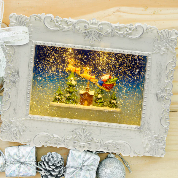 Quadro con babbo natale luminoso a led bianco caldo