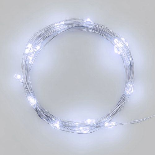 Catena di luci a batteria 40  microled a luce fissa bianco freddo 3XAA 1,5 V