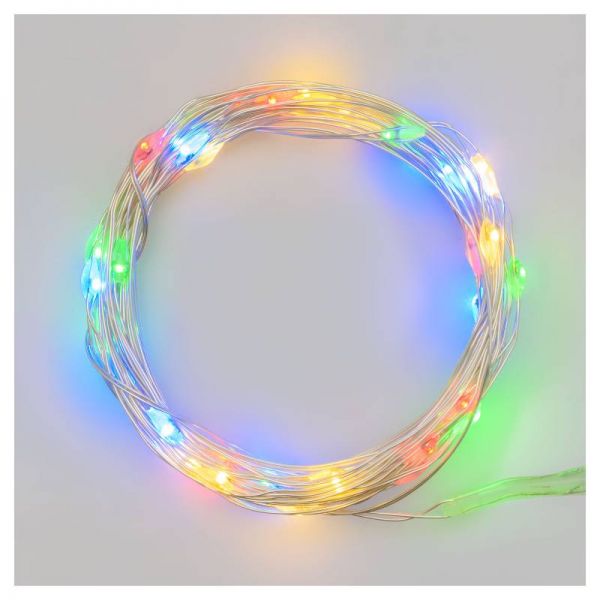 Catena di luci a batteria 40  microled a luce fissa multicolor 3XAA 1,5 V