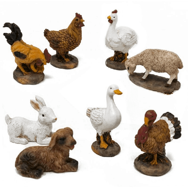 Animali per presepe Set assortito di 8 modelli diversi  5 cm in resina