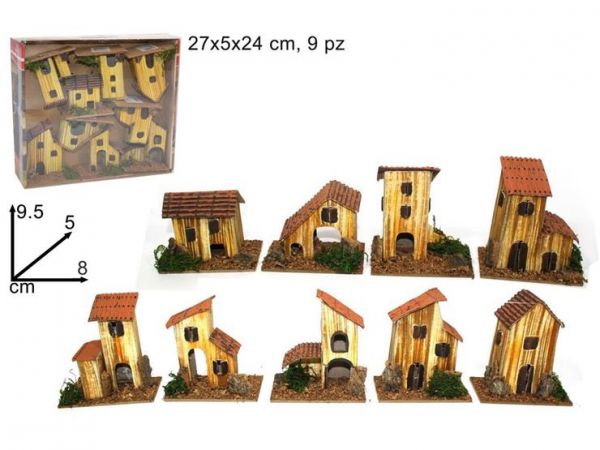 scenario per presepe 9 casolari casette diverse per presepe con base di appoggio 10 cm