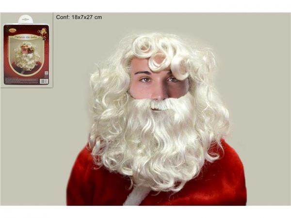 Parrucca e barba di Babbo Natale folta bianca per adulti 30CM