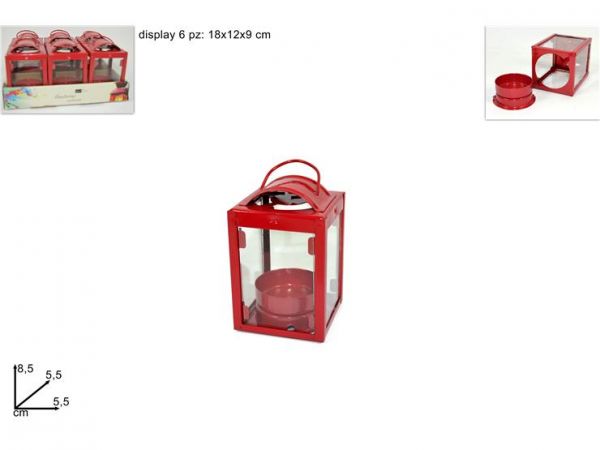 lanterna porta candela rossa 8,5cm