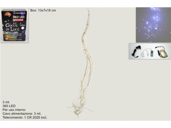 Gocce di luce mini 360 led blu piccole luci con cavo 3m e telecomando