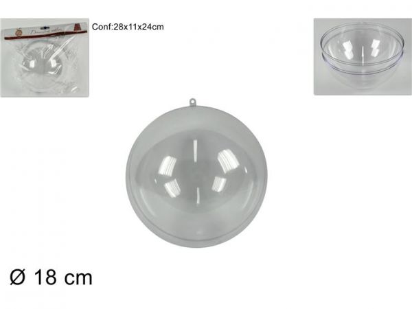 Sfera palla plastica trasparente in pvc per decorazioni fai da te brico 18cm