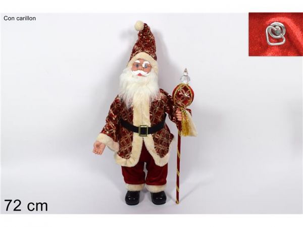 Babbo Natale con paillettes e carillon in movimento 72 cm rosso