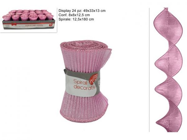 Decorazione tessuto a spirale rosa 12,5 cm addobbi per albero di Natale