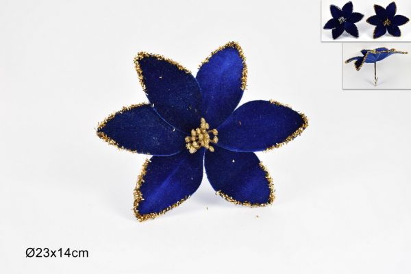 Fiore Velluto Con Pinzetta Blu