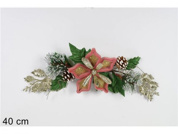 fascina fuori porta 40 cm con fiore rosa addobbi natalizi