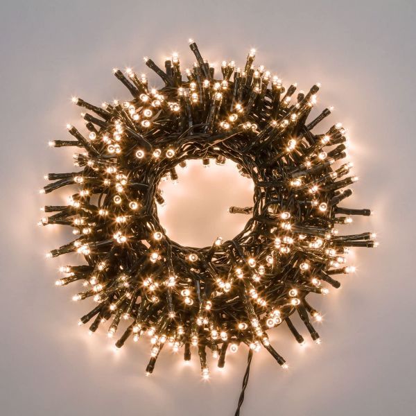 Catena luminosa per esterno 360 Miniled Bianco caldo cavo verde con controller con timer 