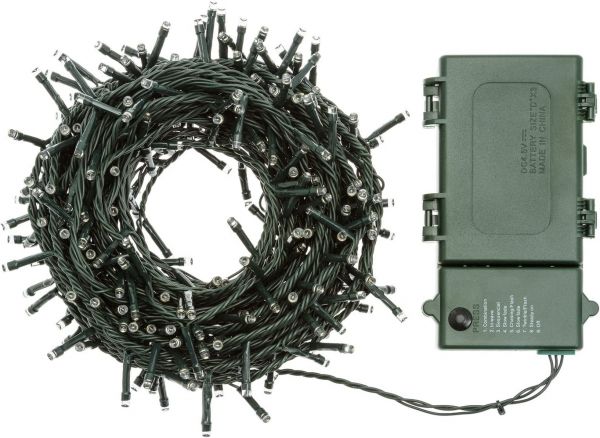 Catena 240 led bianco freddo a batterie 7 giochi di luce uso interno esterno
