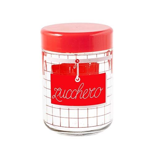 H&H Pengo Vaso Zucchero Cucina 770 Cc Rosso/Trasparente
