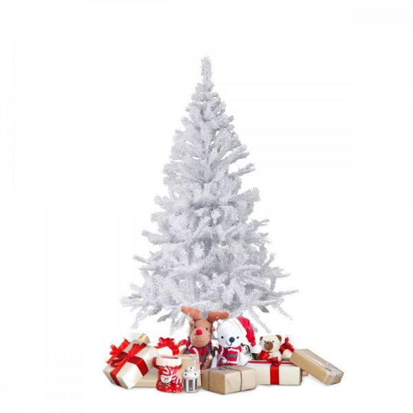 albero di natale 210 cm bianco con 1445 rami in pvc e supporto in metallo 