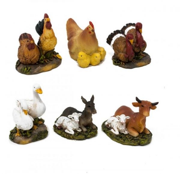 Animali a coppia per Presepe 6 Modelli Assortiti in resina