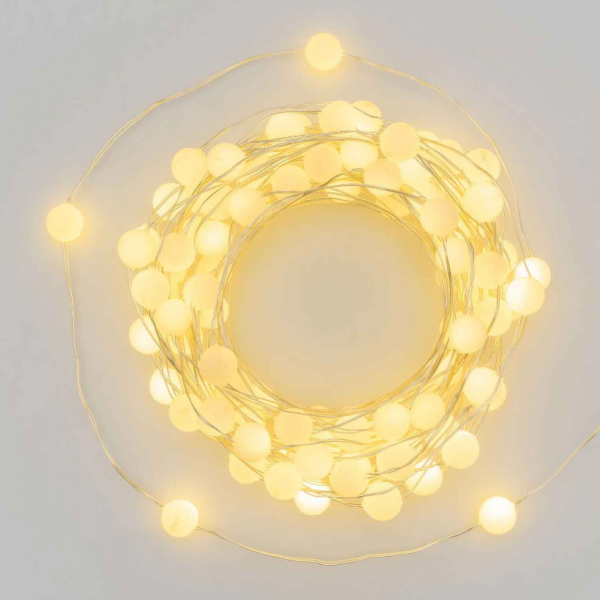  Catena decorata 100 mini sfere bianco caldo per albero di natale 