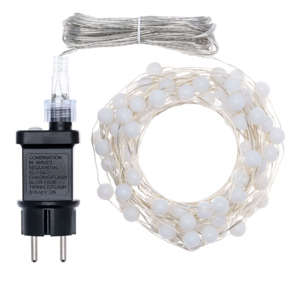  Catena decorata 100 mini sfere bianco caldo per albero di natale 
