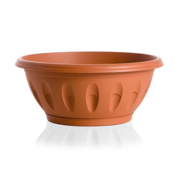Vaso da giardino ciotola Alba con sottovaso 50 cm terracotta 