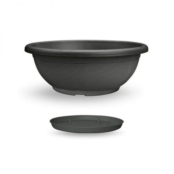 VASO DA GIARDINO CIOTOLA NAXOS 50 CM CON SOTTOVASO -Antracite