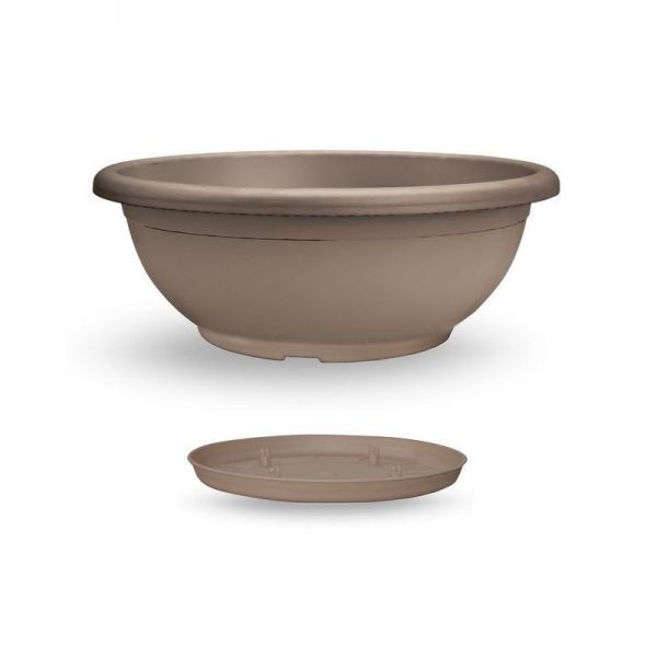 VASO DA GIARDINO CIOTOLA NAXOS 50 CM CON SOTTOVASO -Avana