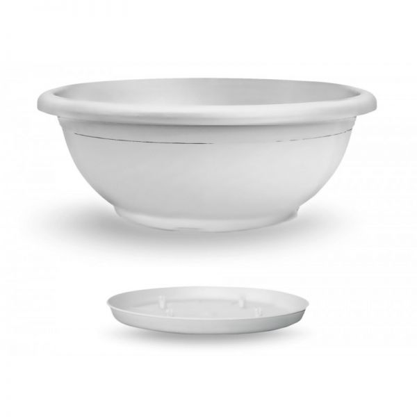 VASO DA GIARDINO CIOTOLA NAXOS 70 CM CON SOTTOVASO BRONZO-Bianco