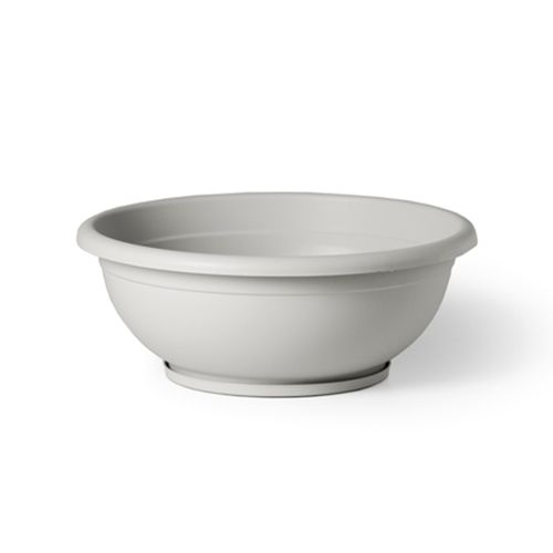 Vaso da giardino ciotola naxos in plastica 30 cm con sottovaso grigio pastello