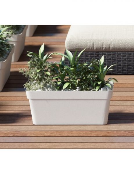 Vaso veca Fioriera da giardino Cleo in plastica resistente con ruote cm 80 bianco