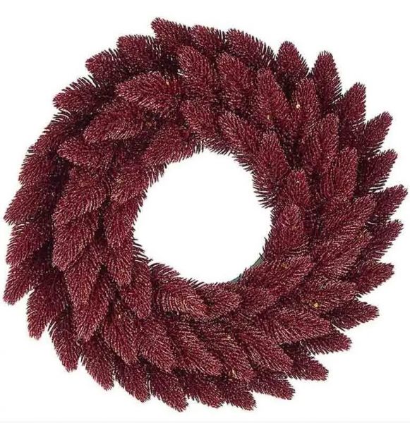 Corona Fancy natalizia artificiale rossa glitterata D. 30 cm