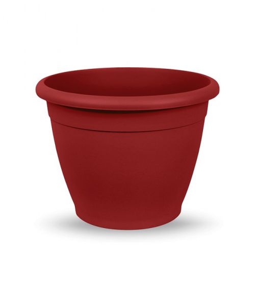 Vaso in plastica rotondo da giardino diametro 18 cm rosso mattone 