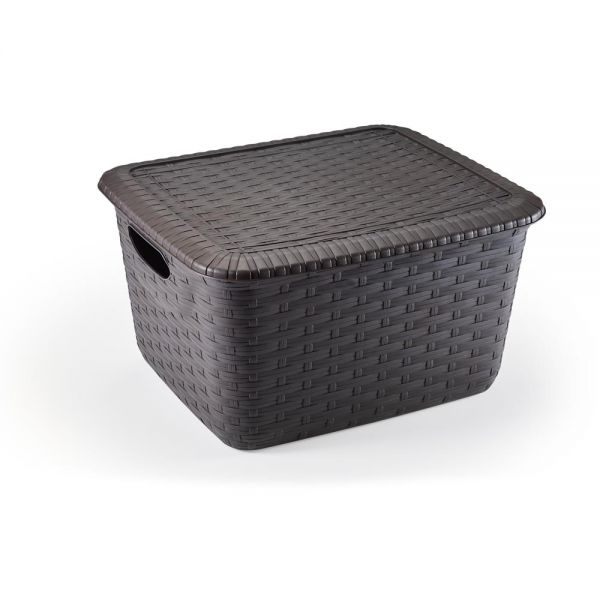 Scatola con coperchio effetto rattan S