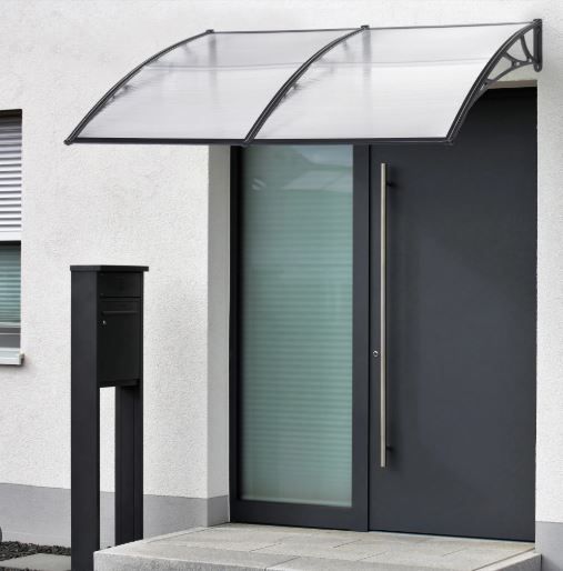  Pensilina 200 x 80 cm alveolare trasparente tettoia modulabile in policarbonato per porte e finestre 