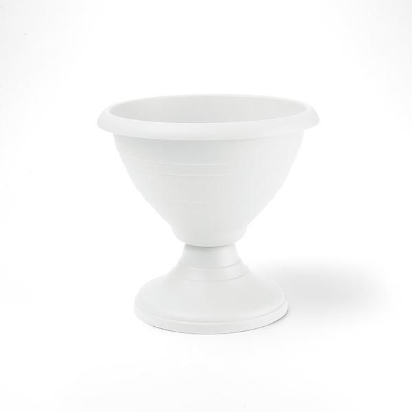 Vaso da giardino fioriera con piedistallo fioriera campana 39 cm bianco 