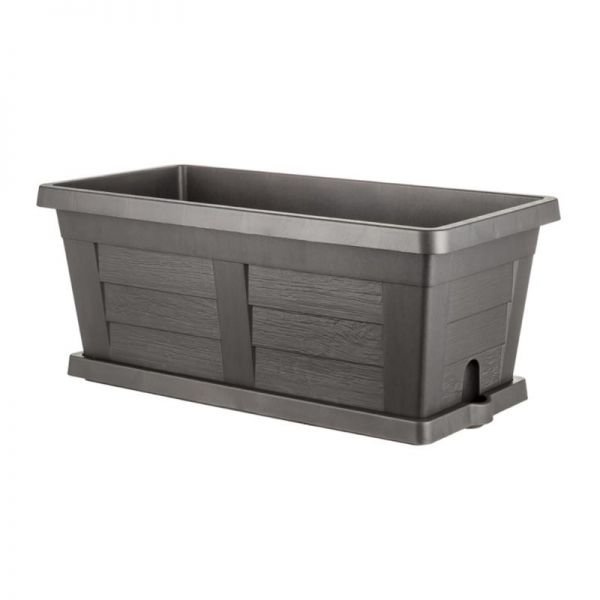 Fioriera effetto legno cm 80x40x34H per arredo giardino antracite