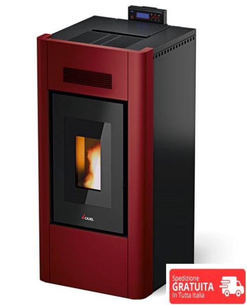 Stufa a pellet Idro PRINCE 23 CADEL rossa 23 kW ad acqua e con wi-fi