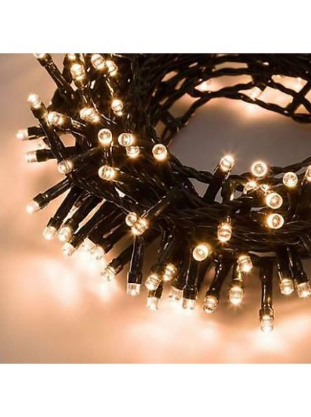 Catena 200 luci led bianco caldo luce fissa da esterno o interno per presepe o albero Natale