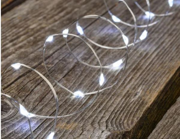 Catena di luci a batteria 40  microled a luce fissa bianco freddo 3XAA 1,5 V
