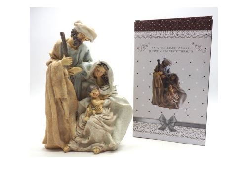 Natività presepe grande pezzo unico 25 cm veste tessuto