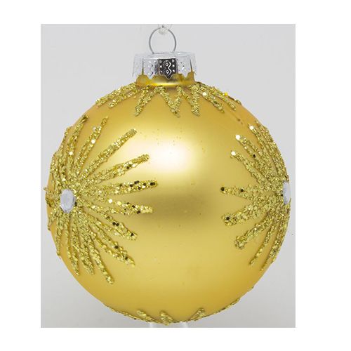 Sfera o palla natalizia di vetro 8 cm dorato decorazioni raggi di sole