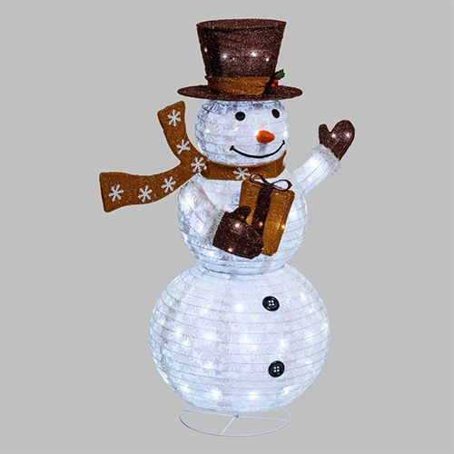 Pupazzo di neve 90 led ripiegabile bianco freddo 