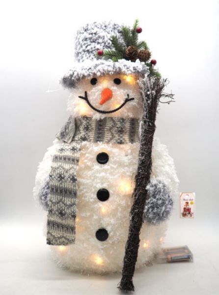 Pupazzo di neve 51x27x28cm tinsel con luci led calde