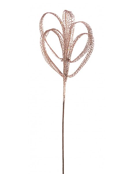 Ramo decorativo natalizio roseline Oro Rose con foglie da 65 cm