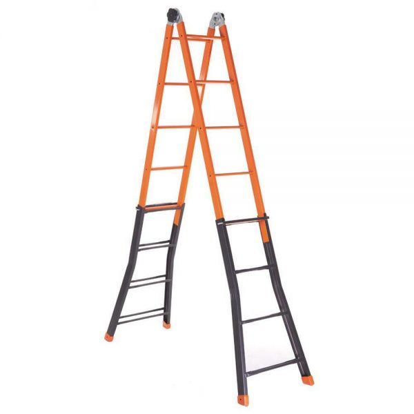 Scala in acciaio telescopica gradini 4+5 h max 4,40 mt trasformabile allungabile