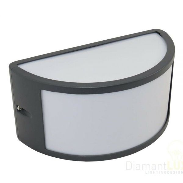 Applique da esterno mezzaluna alluminio ip44 attacco e27 lampada da parete muro