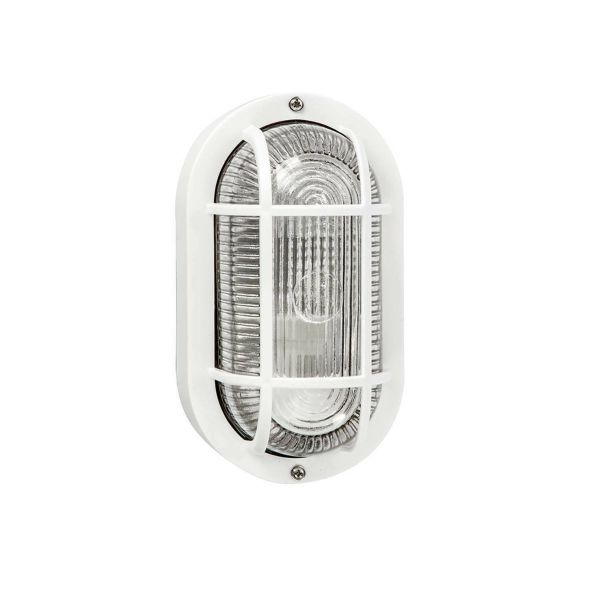 Applique Ovale Bianco Con Griglia Efesto illuminazione esterna 